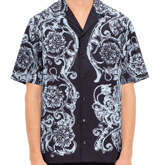 Versace INFORMAL SHIRT BAROQUE MINT PRINT POPLIN FABRIC - Picture 1 of 13